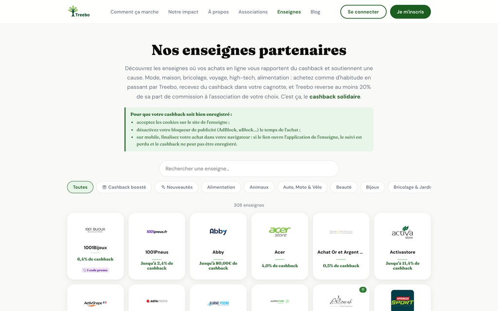 Enseignes Treebo
