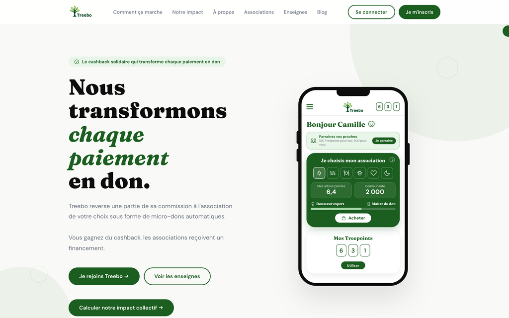 Découvrez Treebo, le cashback solidaire